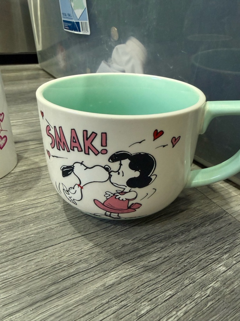 Peanuts Mint Green Ceramic Mug with Peanuts Label